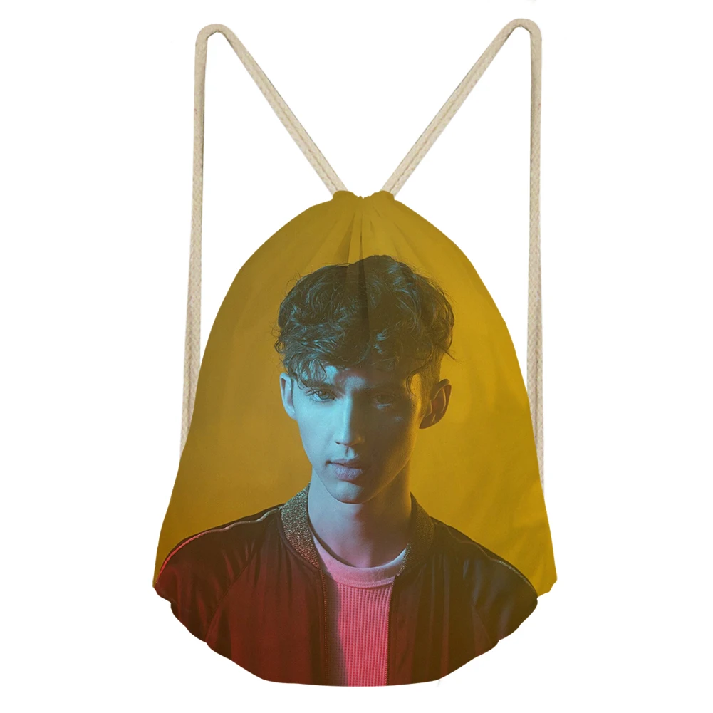 As Picture THIKIN Handsome Star Troye Sivan Print Drawstring Bags Beach Pouch for Teenager Women Fans Travel Easy Shoulder Bag Custom - Color: As Picture