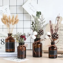 Скандинавские коричневые стеклянные вазы Гидропоника растение цветок домашний декор букет из сушеных цветов с вазой свадебное украшение стола x