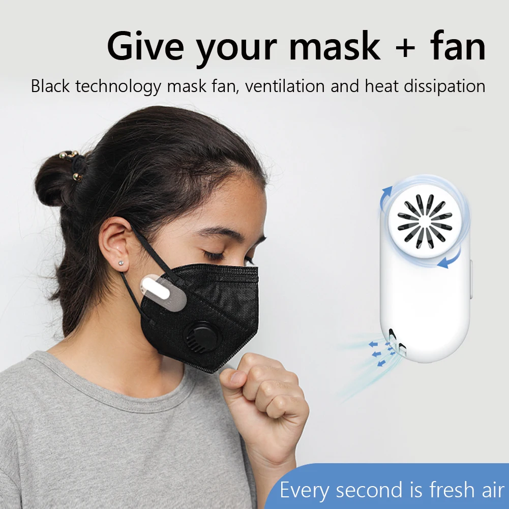 K1 Portable Reusable Fan for Face Mask Clip-On Summer Wearable Sports Cooling Air Filter USB Personal Exhaust Mini Fans | Электроника