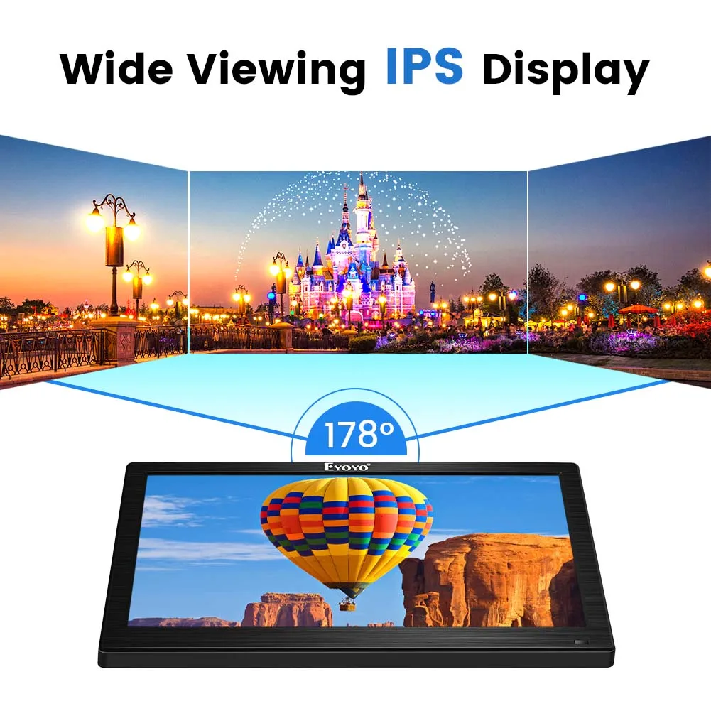 Eyoyo 12 дюймов ips 1366x768 HD дисплей CCTV монитор HDMI компьютер безопасности Raspberry Pi Встроенные динамики ЖК-монитор