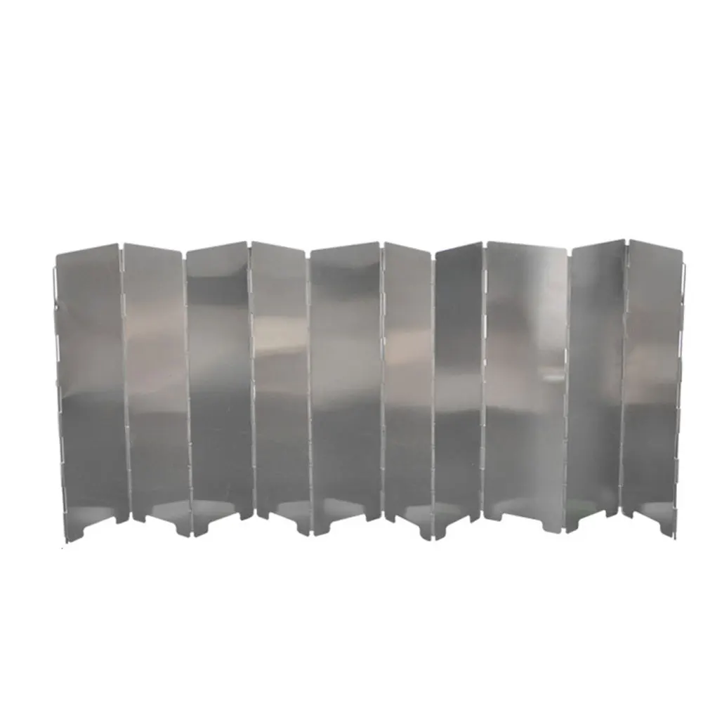 10 Plates Strong Wind Shield Deflector Folding Windscreen Guard Outdoor Camping Barbecue Picnic Stove Burner Furnace Protection