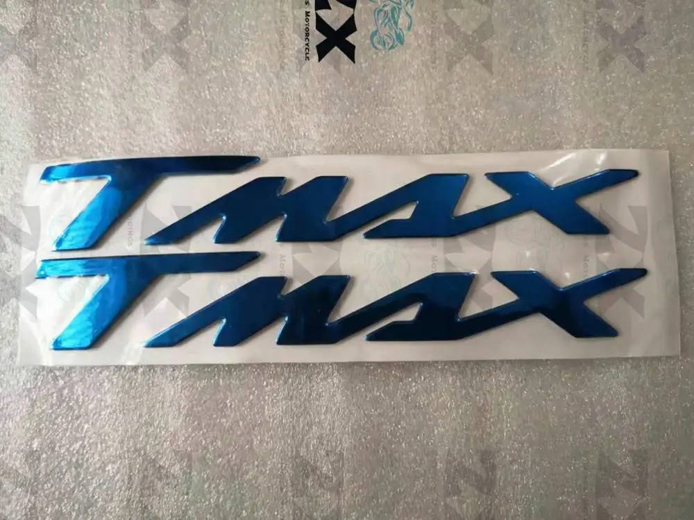 Пара эмблемы значок наклейка 3D tmax Обтекатели логотип "TMAX" наклейка для YAMAHA TMAX tmax серебро черный красный синий золото - Color: blue