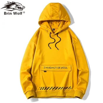 

Brin Wolf 2020 Brand Sweatshirt Men Hoodies Fashion Solid Hoodie Mens Hip Hop Coat Pullover Men's Tracksuits Moleton Masculino