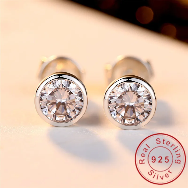 

Tennis Stud Earrring AAAAA cz Real 925 sterling silver Bijou Statement Wedding Stud Earrings for women Bridal Party Jewelry Gift
