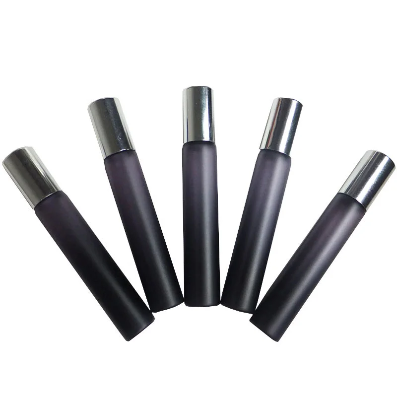 10ml-x-50pcs-black-purple-roll-on-glass-bottle-silver-top-10cc-essential-oil-roller-container-perfumes-sample-roll-on-glass-vial