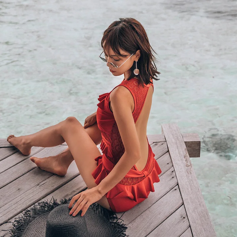 Женский купальный костюм купальник бикини Цельный Trikinis 2019 Mujer морской размера