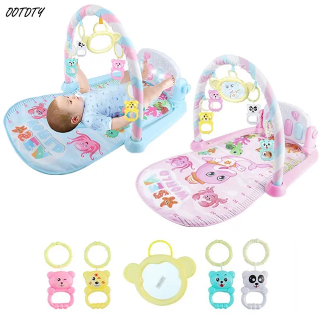 1Set Baby Gyms Play Mat Pedal Piano Light Musical Toy Activity Kick Fitness Cushion Anti-slip For Newborn Baby Girls Baby Boys 1