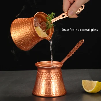 

Newest 330ml Metal Handle Cezve Coffee Pot Turk Turkish Copper Coffee Maker for Turk Cezve Cafeteria Pure copper