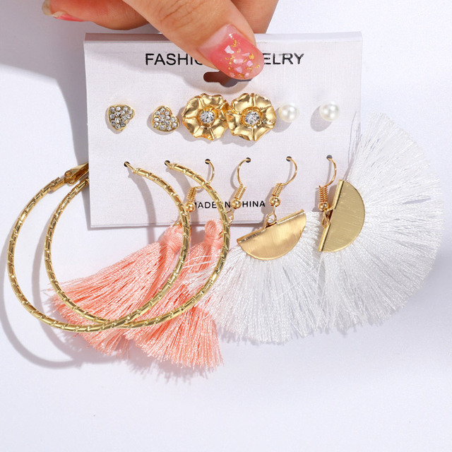 Tassel Earrings For Women Boho Acrylic Earrings Crystal Set Long Shell Stud Earring 2020 Brincos Female Fashion Jewelry