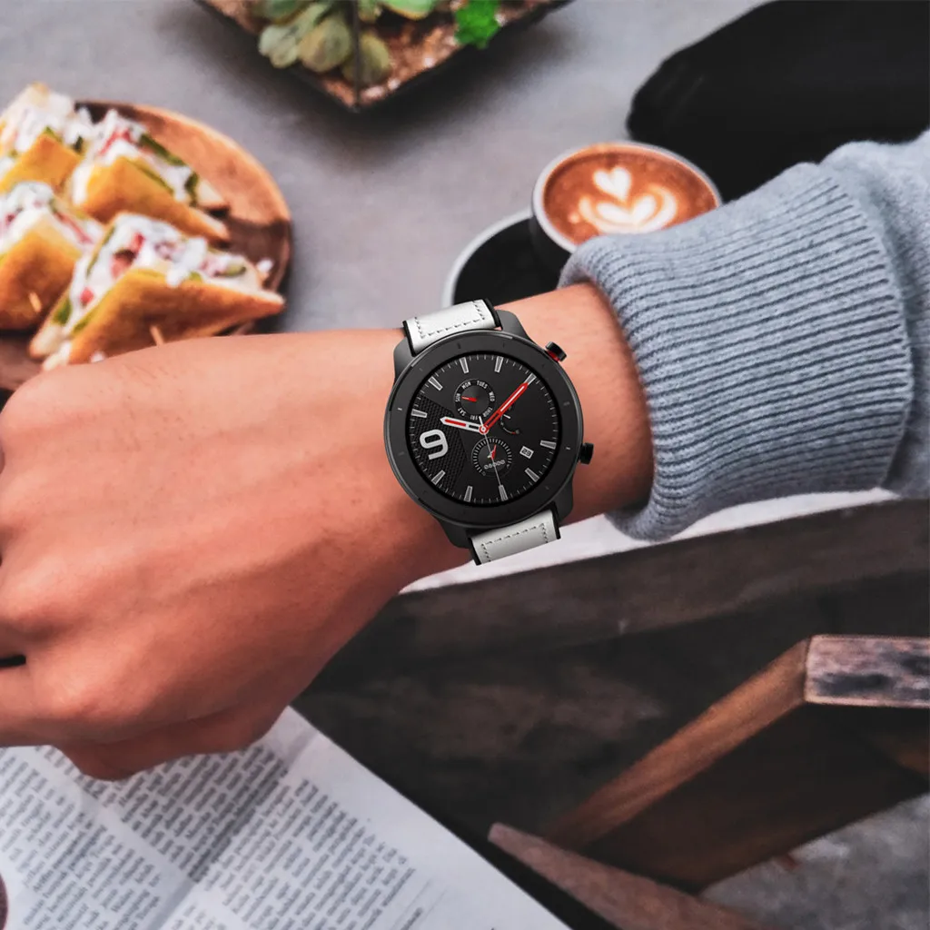 Изысканные кожаные Смарт-часы для AMAZFIT GTR Смарт-часы 42 мм Бизнес Замена ремешок аксессуары