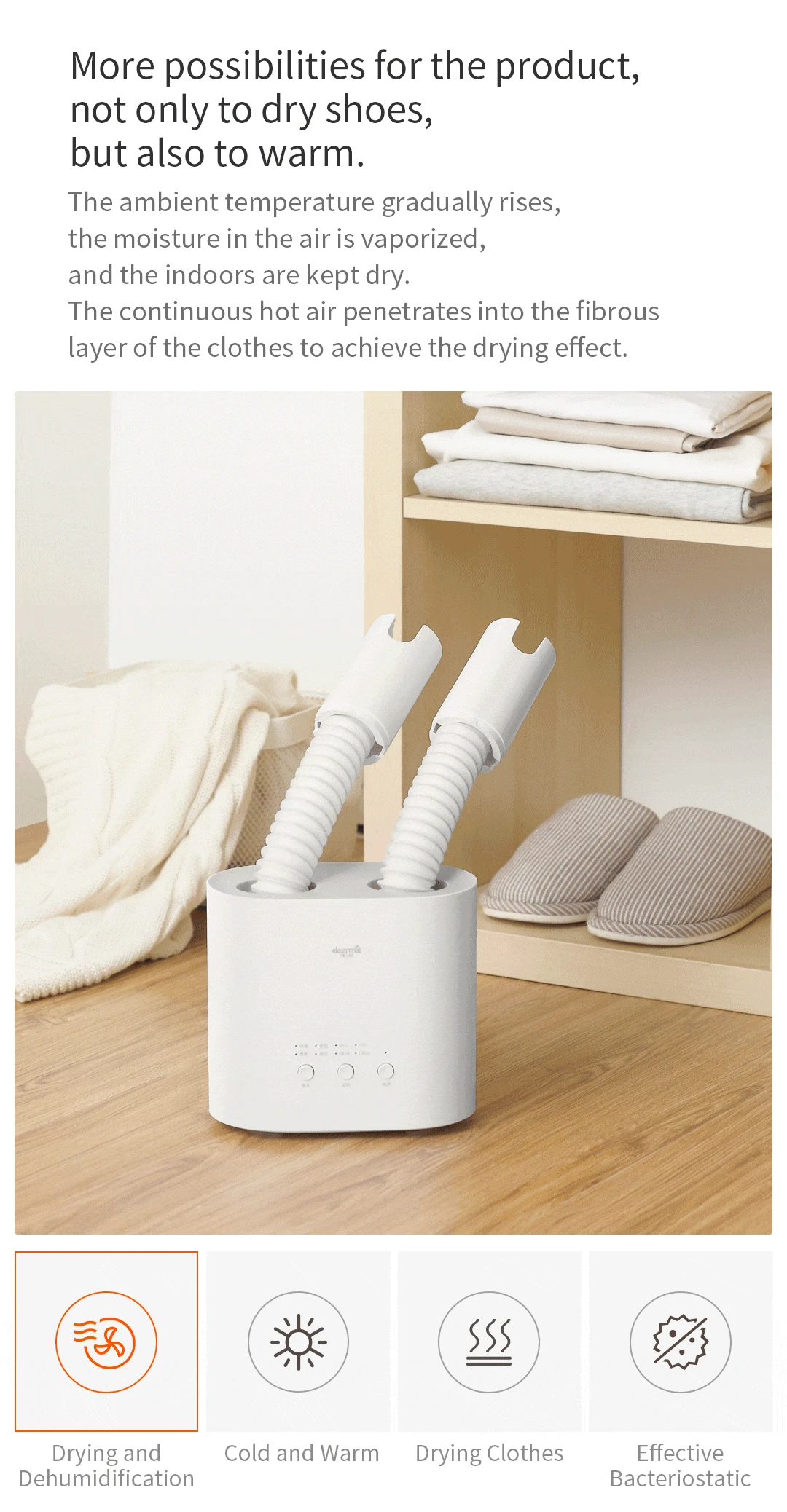 Deerma HX10 Intelligent MultiFunction Retractable Shoe Dryer Presto
