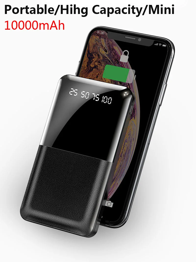 Мини банк питания 10000 мАч жидкокристаллический экран двойной USB для Xiaomi samsung iPhone телефон Универсальный Carregador Portatil банк питания быстрое зарядное устройство