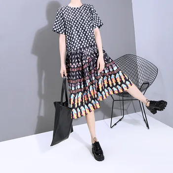 

Summer Fashion Floral Dress Round Neck Street Style Short Sleeve Leisure All-match Sell Well Colourful Dresses For Ladies