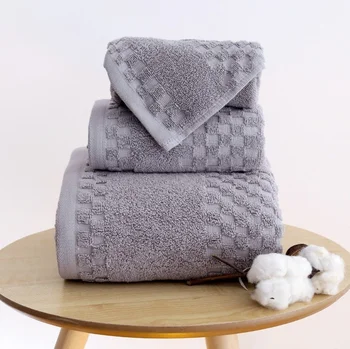 

3 Colors High Quality Cotton Towel Set Blended Egyptian Absorbent 1*Bath Towel 1*Face Towel 1*Hand Towel 3 Pcs/set