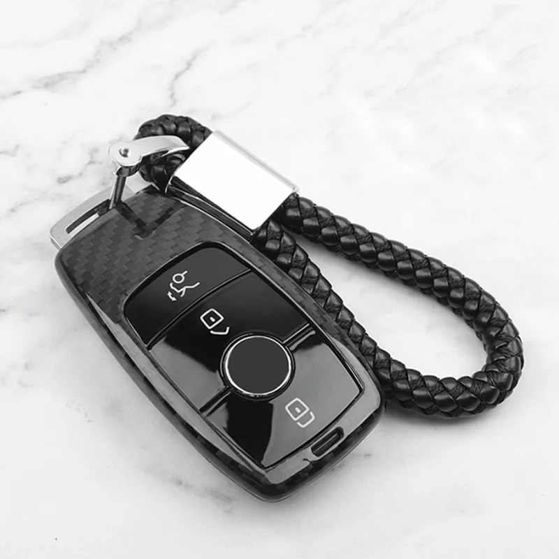 Чехол для ключей Mercedes gle w167 gle carbon gle gle 350/amg 450 500e amg inxterior декоративные аксессуары - Название цвета: Black carbon fiber