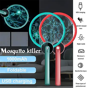 

2200V Electric Insect Racket Swatter Zapper USB 1000mAh Rechargeable Mosquito Swatter Kill Fly Bug Zapper Killer Trap Foldable