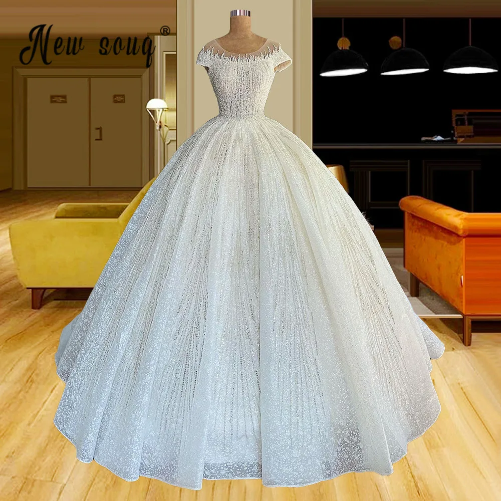 

Свадебное платье с блестящими бусинами, 2021, платья для выпускного вечера, Бальные свадебные платья, свадебное платье для невесты, ТРАПЕЦИЕВИДНОЕ ПЛАТЬЕ С Рукавом-накидкой, Wowm