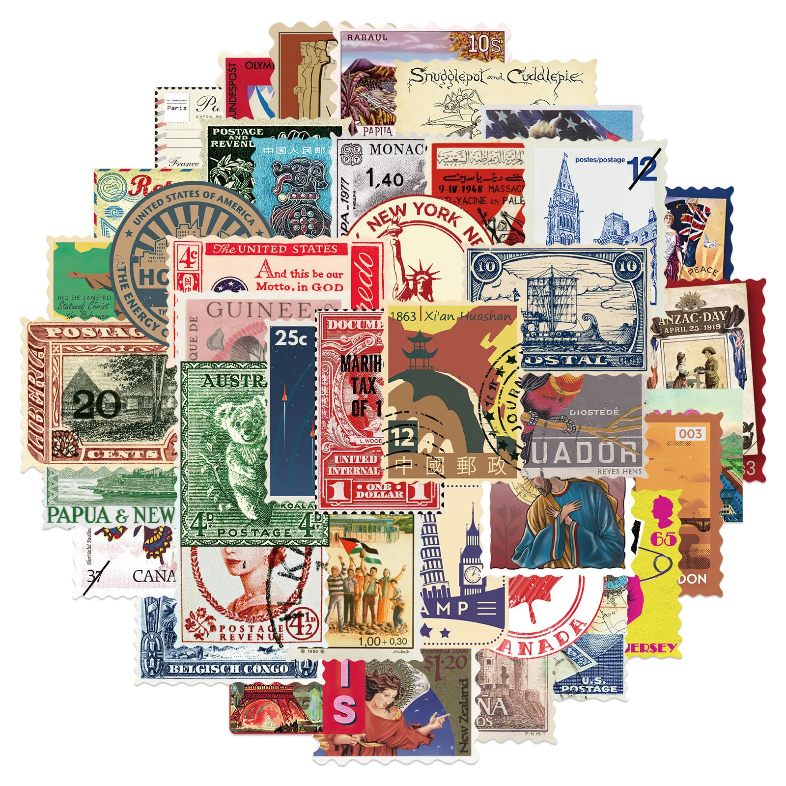 

10/30/50pcs New Retro Travel Stamps Collection Graffiti Walls Floors Classic Stickers Window Water Cup Trolley Popular