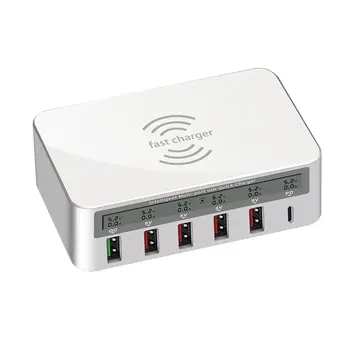 

100 W Usb Pd Charger 6 Type C Ports Pd3.0 Qc3.0 Fast Wireless Charger Mobile Phone Usb Charging Station With Lcd Display