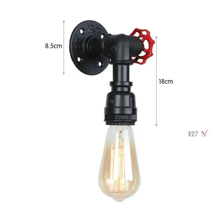 swing arm wall lamp Black Wall Sconces Vintage E27 Wall Light Fixtures Water Pipe Wall Lamp W/O switch Steampunk Lamp for Hallway Basement plug in wall sconce