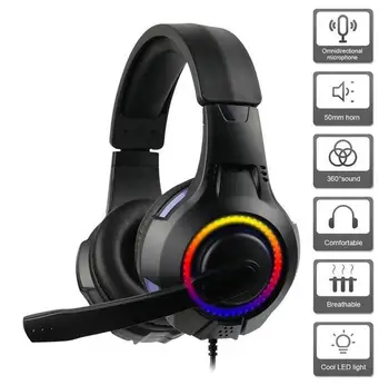 

2020 NEW 4D Stereo Gaming Headset Wired RGB Lights Heavy Bass Headphone Adjustable with Microphone