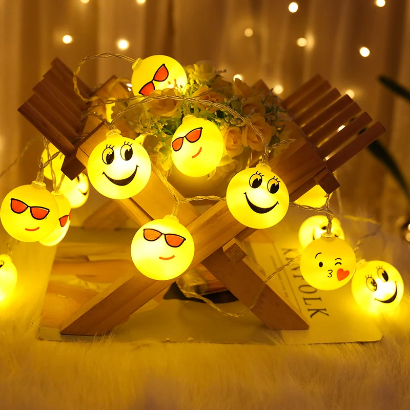 

QYJSD Funny Smile Face String Light Romantic Fairy Cute Garland LED Lamp Christmas Bar Party Holiday Decoration USB Battery Plug
