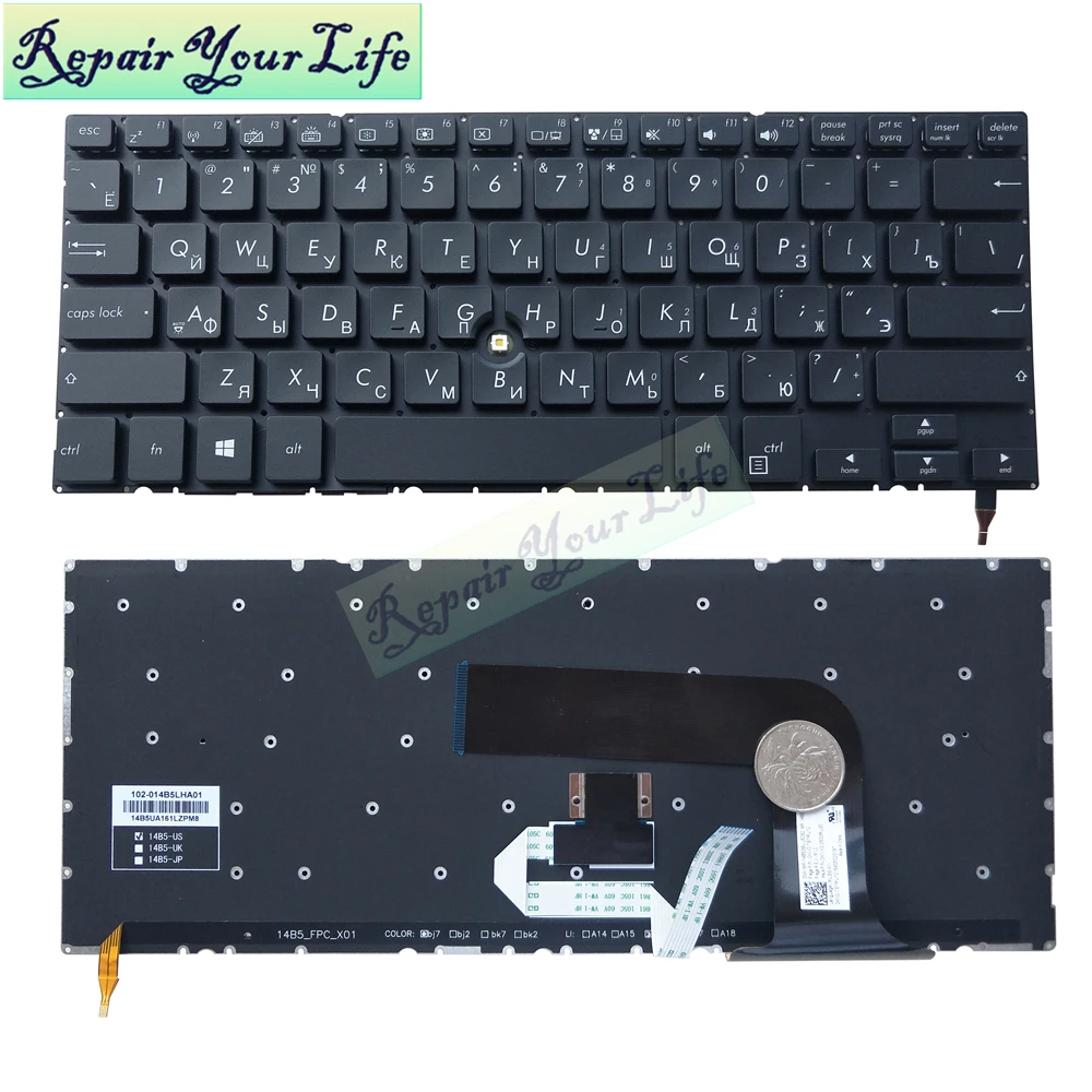 laptop keyboard RU Russian for Asus Pro Advanced BU201 BU403UA BU403 Backlit black hot 0KNX0-2600RU00 MP-14B53SUJ5282