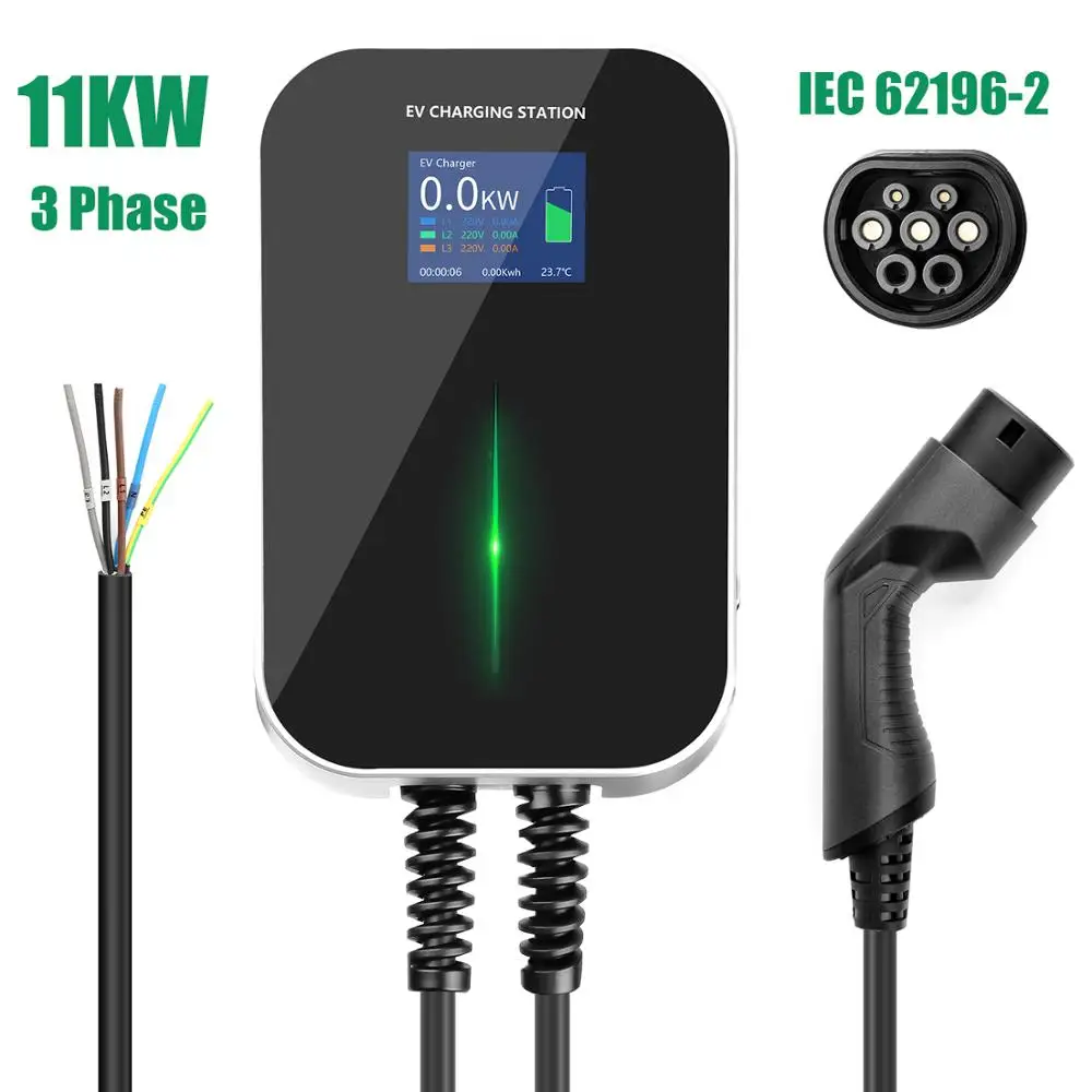 16A 3 фазы EVSE Wallbox 11KW EV Зарядное устройство по созданию электрических транспортных