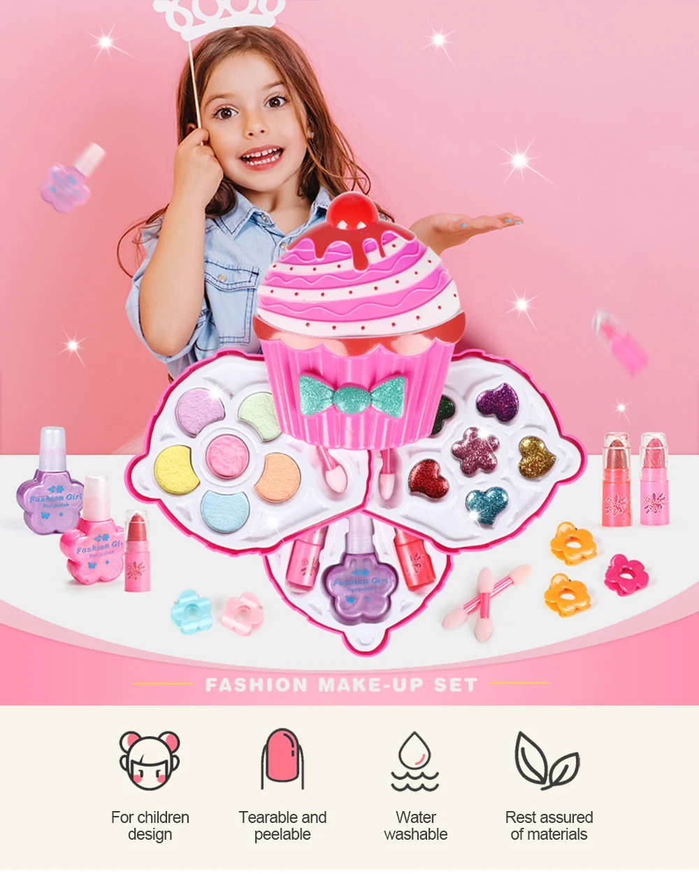 Juguetes de belleza y moda комплект детской палитры для макияжа игра, имитационная ролевая игра для девочек, роскошная палитра для макияжа Doux Bebe
