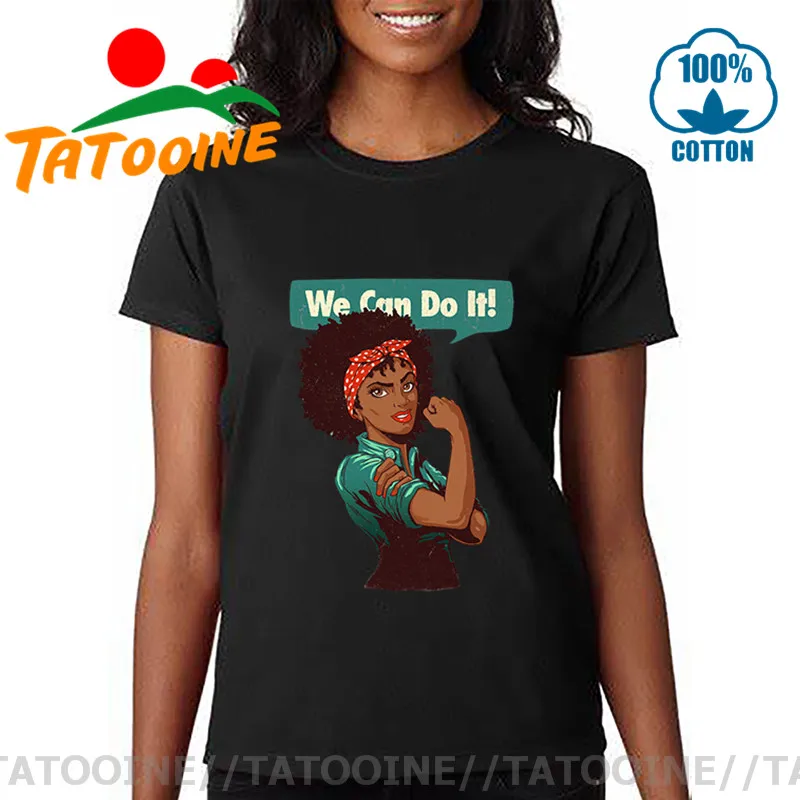 Женская футболка с надписью Tatooine Wonder Funny We Can Do It черная для девочек Black Queen