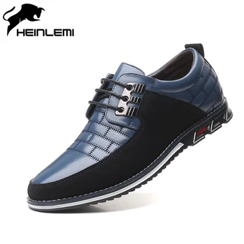 

HEINLEMI Retro Leather Men Shoes Oxfords Casual Slip On Formal Business Dress Shoes Men Footwear Drop Shipping Big Size 38-48