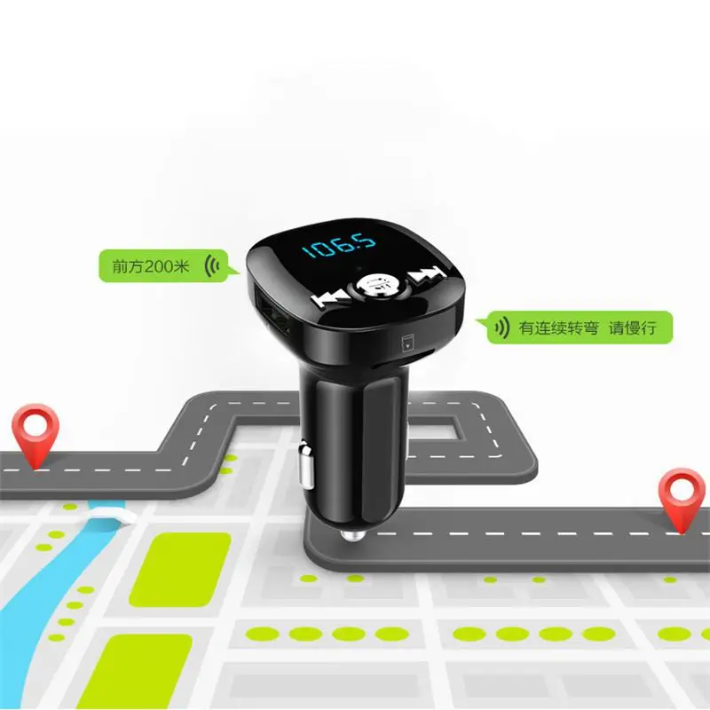 Автомобильное зарядное устройство 3.4A Автомобильный MP3-плеер Bluetooth громкой связи голосовая навигация TF карта fm-передатчик
