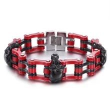 Цепь мотоцикла Красные велосипедные браслеты с кулоном в виде велосипеда модные браслеты мужские ювелирные изделия мужской браслет в стиле панк браслеты подарок