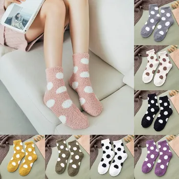

Women Soft Sock Long Socks Home Girls Soft Bed Floor Embroidery Flower Sleeping Mid Style New Solid Fashion Lovely Socks