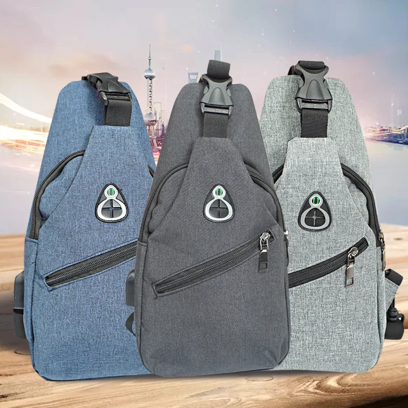 

Creative New Style MEN'S Single-shoulder Bag Korean-style Casual Multi-functional Waterproof Oxford Cloth USB Rechargeable Outdo