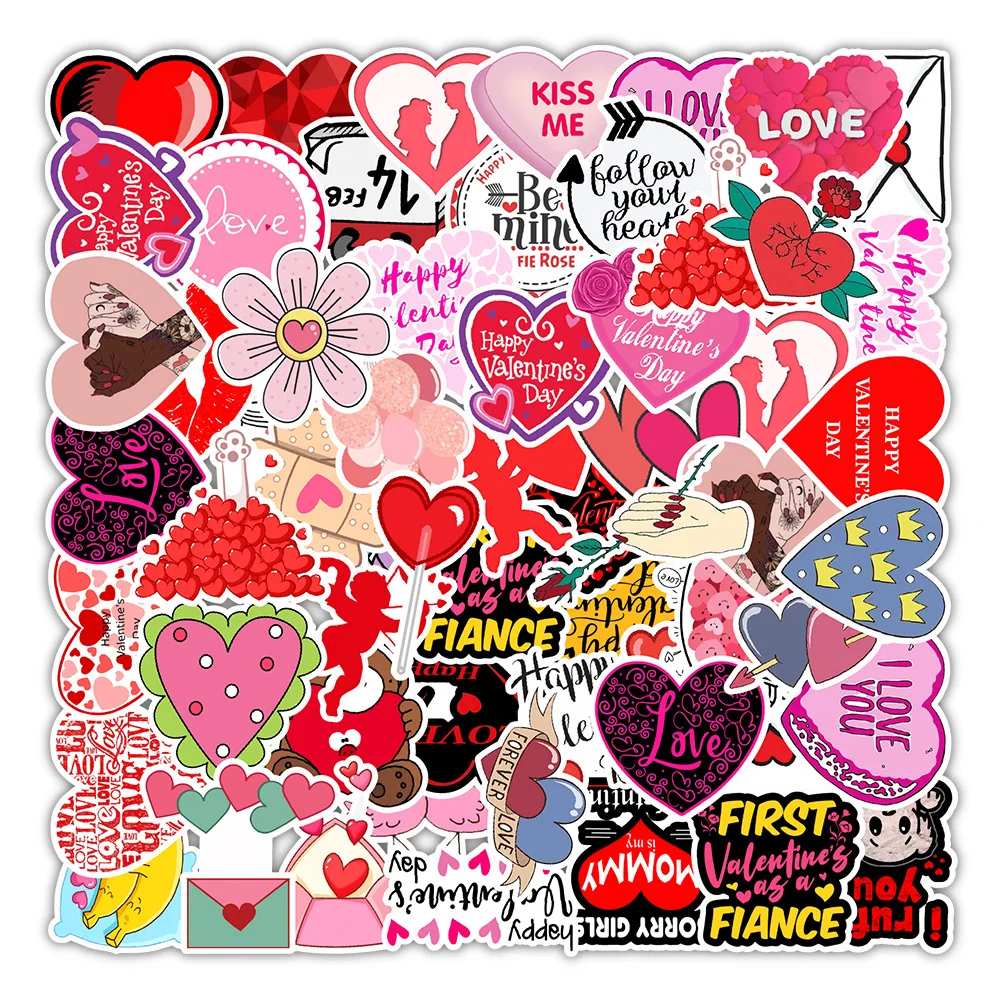 50pcs LOVE Stickers For Notebook Laptop Scrapbooking Material Adesivos Pink Stickers Vintage Valentine's Day Craft Supplies 30pcs vintage flower english decor paper diy scrapbooking materials junk journal collage stationery aesthetics craft diary paper