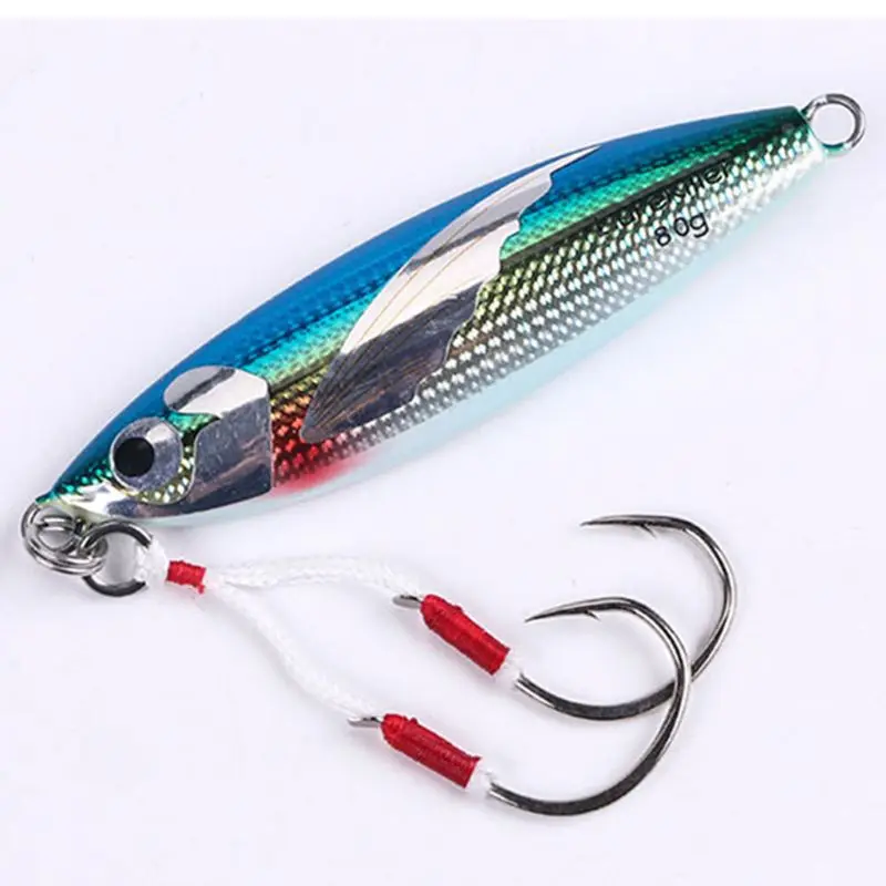 

Fishing Lures Slow Lead Fish with Double Hooks 40/60/80/100g Fish Cast Jigs Salt Water Fishing Bait
