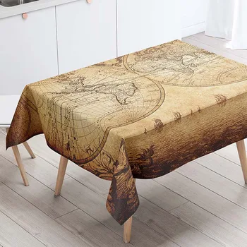 

Rectangular Tablecloths Decorative Table Cover 3D Printing World Map Dining Table Cloth