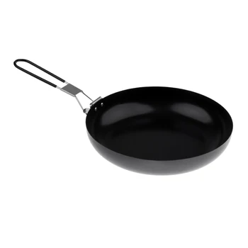 

9.5" Outdoor Frying Pan with Folding Handle Camping Cooking Picnic Cookware