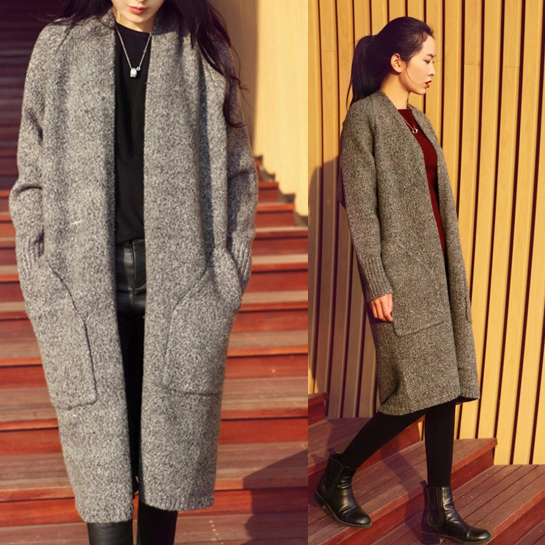 

Women's Clothing New Spring Autumn Winter Single Breasted Cashmere Knitted Long Cardigans Sweaters Coat Ladies