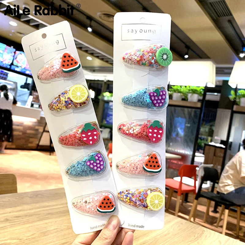 Детские украшения для волос девочек цветные прозрачные свежие фрукты Bb микс