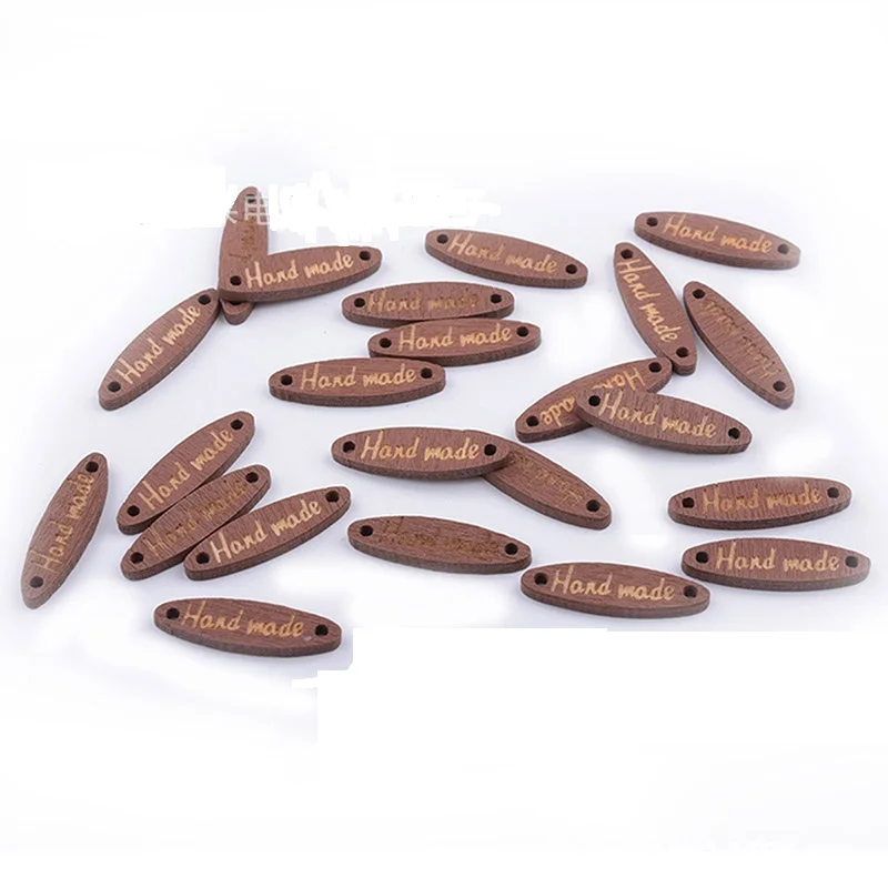 100 шт деревянные кнопки "ручной работы" бирки DIY Швейные аксессуары для одежды буквы резные деревянные кнопки вывески украшения