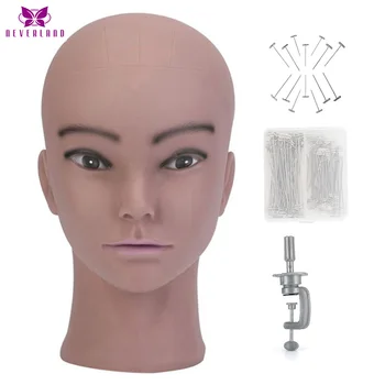 

NEVERLAND African Mannequin Head Wig Hat with Stand for Displaying Cosmetology Manikin Head Without Hair Bald Training head