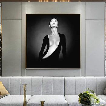 

Modern Portrait Posters and Prints Wall Art Canvas Painting Elegant Nude Model in the light Pictures for Living Room Home Decor