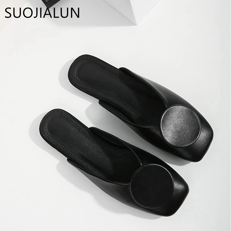 SUOJIALUN/ г.; брендовые дизайнерские женские шлепанцы без застежек; туфли на плоской подошве; повседневные женские шлепанцы с пряжкой; открытые сандалии