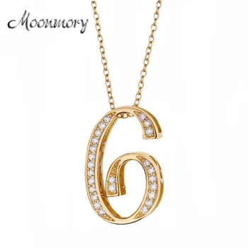 

Moonmory 2018 Customs Jewelry 925 Sterling Silver Wholesale Bulk A Lots Gold Number 6 9 Pendants & Necklace Dropshipping Jewelry
