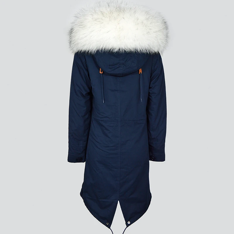 Classic Universal Winter Parka Men Long Blue Fur Jacket With Nice Real Fox Fur Liner