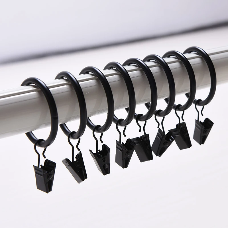 

10PCS Metal Curtain Rings for Voile Pole Rod Drapery Rail Mount with Clip new hot sale