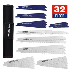 WORKPRO 32PC Saw Blades for Wood Metal Cutting Blades Reciprocating Saw Blade Set  Jigsaw Blade