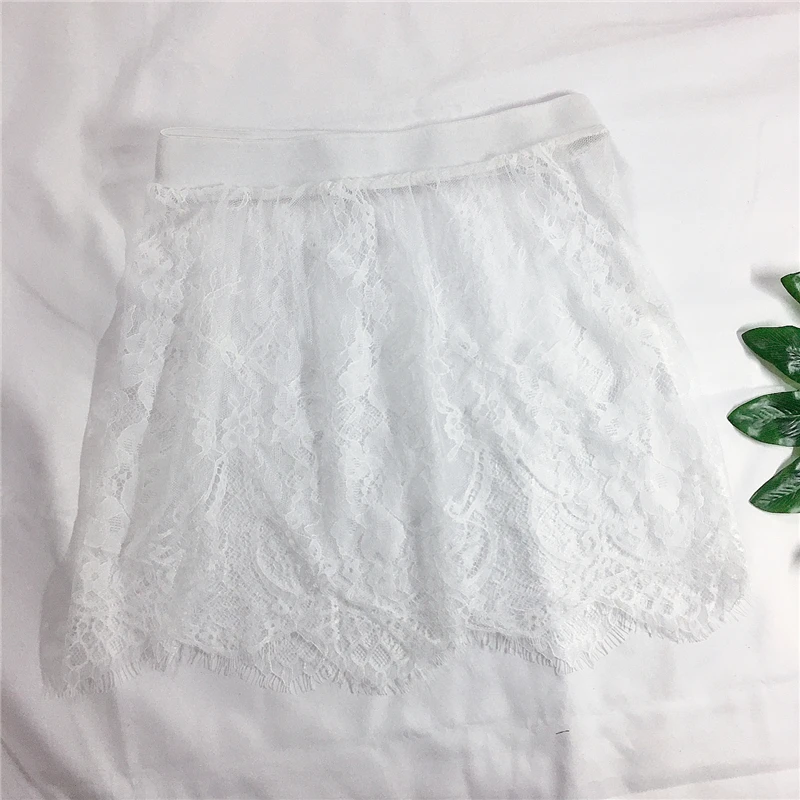 Miniskirt Sexy Transparent Lace Mesh Skirt Shirt Extender Women Mini Black...